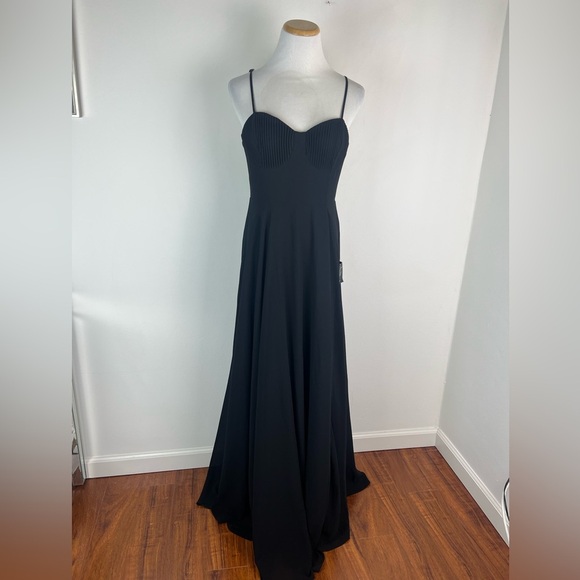 NWT Lulus Dress Cause for Commotion Black Pleated Bustier Maxi Floral Size M - Picture 5 of 11